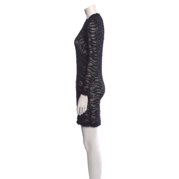 IRO Paris Black Stretch Lace Long Sleeve Dress - Picture 3 of 3